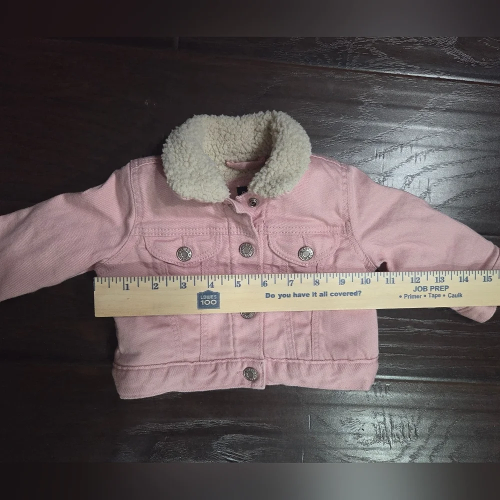 Gap Pink Baby Denim Jacket with Sherpa Lining And Collar